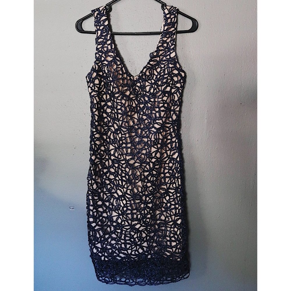 Navy Blue Sequin Cocktail Dress